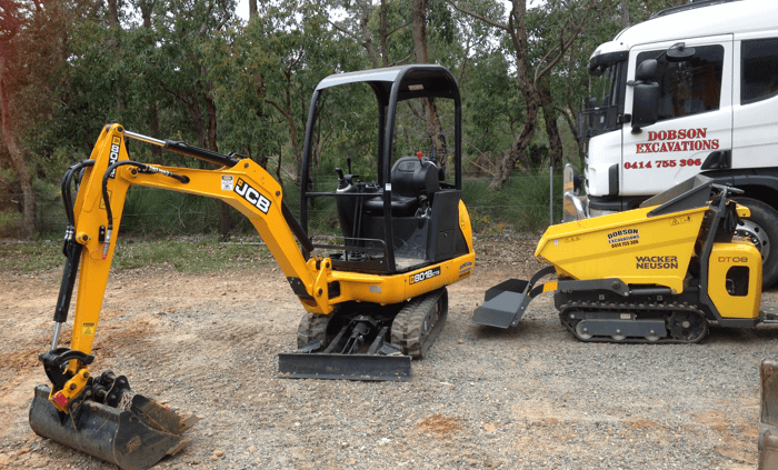 Dobson Excavations excavator and dump truck Dobson Excavations excavator and dump truck