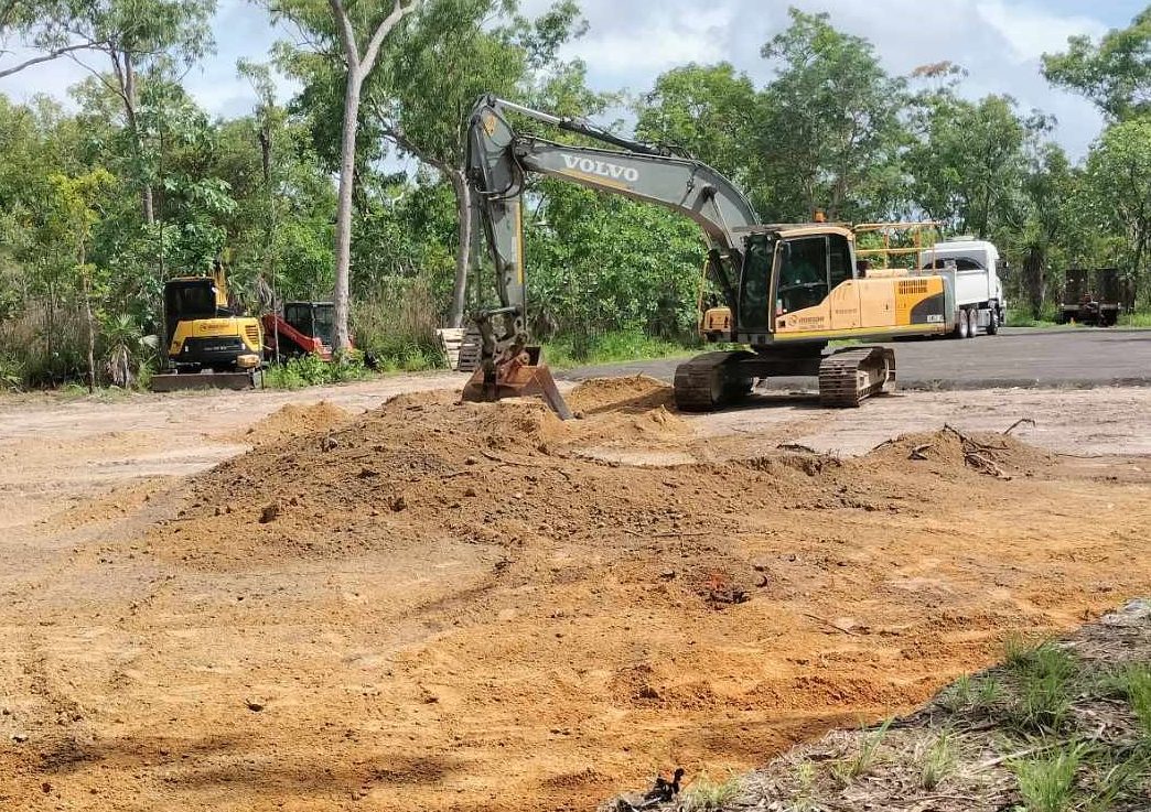 Site clearing and levelling for a shed pad in Darwin